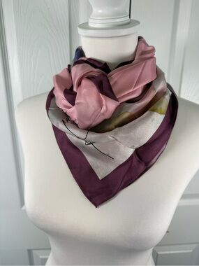 Talbots Pink Floral 100% Silk Boho Scarf Flowers & Butterflies Cottagecore🌸